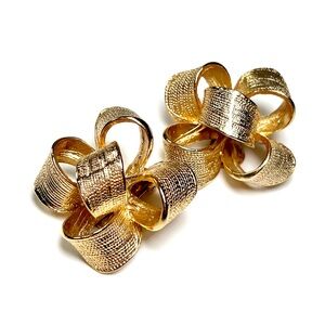 Vintage Oversized Gold Bow Earrings